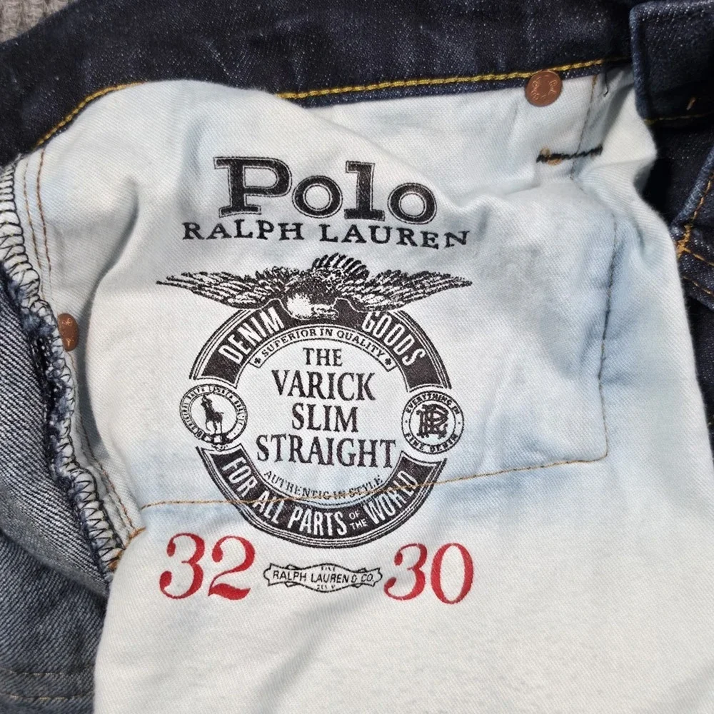 Polo Ralph Lauren Varick Slim Straight Jeans Mens 32x30 Dark Wash Stretch Casual